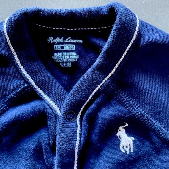 Ralph lauren layette snap footie in french navy - Picture 3 of 4